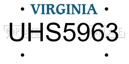 UHS5963 Virginia License Plate