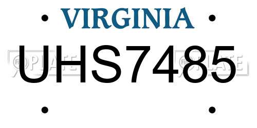 UHS7485 Virginia License Plate