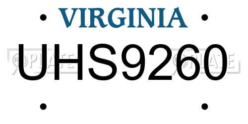 UHS9260 Virginia License Plate