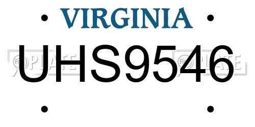 UHS9546 Virginia License Plate