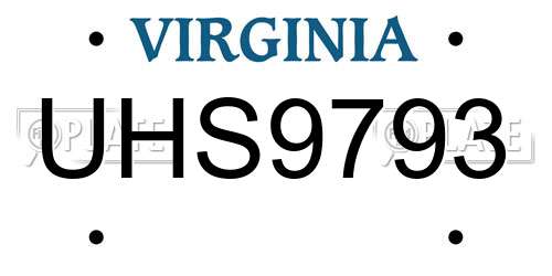 UHS9793 Virginia License Plate