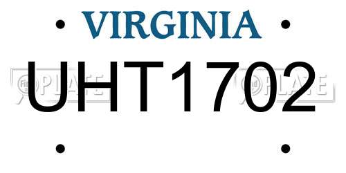 UHT1702 Virginia License Plate