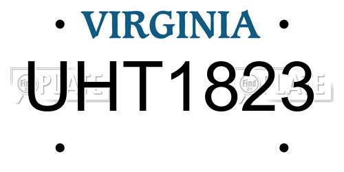 UHT1823 Virginia License Plate