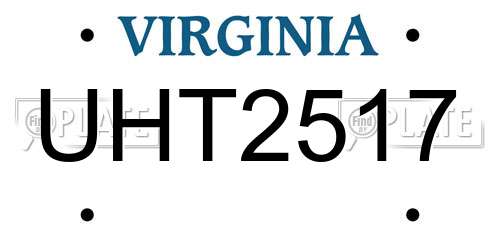 UHT2517 Virginia License Plate