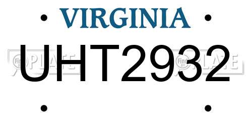 UHT2932 Virginia License Plate