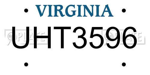 UHT3596 Virginia License Plate