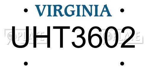 UHT3602 Virginia License Plate
