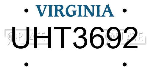 UHT3692 Virginia License Plate