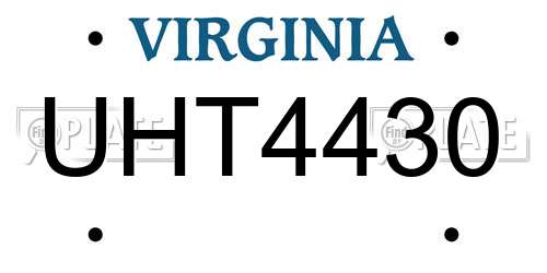 UHT4430 Virginia License Plate