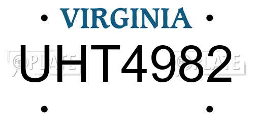 UHT4982 Virginia License Plate