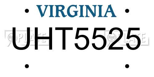 UHT5525 Virginia License Plate