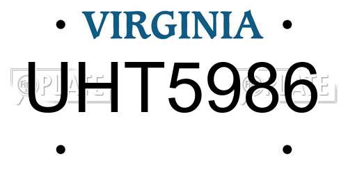 UHT5986 Virginia License Plate