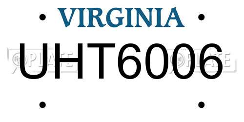 UHT6006 Virginia License Plate