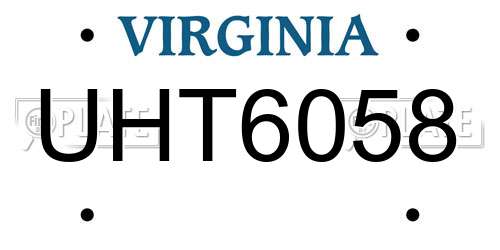 UHT6058 Virginia License Plate