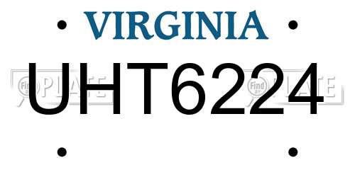 UHT6224 Virginia License Plate