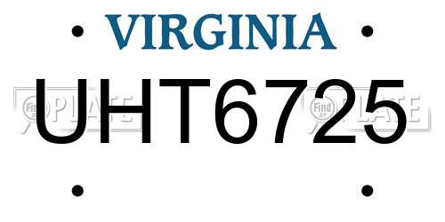 UHT6725 Virginia License Plate