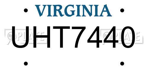 UHT7440 Virginia License Plate