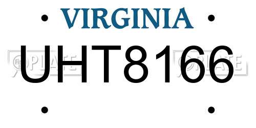 UHT8166 Virginia License Plate