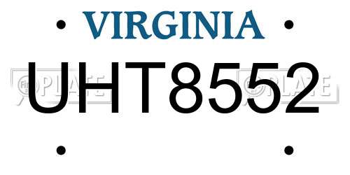 UHT8552 Virginia License Plate