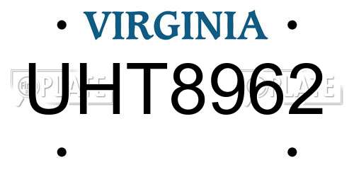 UHT8962 Virginia License Plate