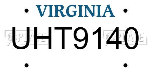 UHT9140 Virginia License Plate
