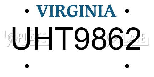 UHT9862 Virginia License Plate