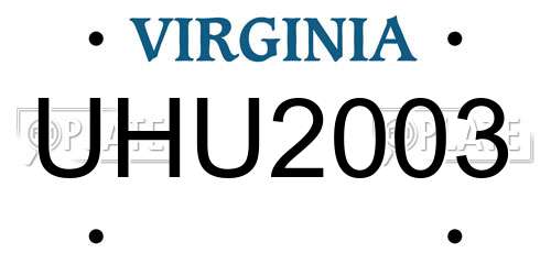 UHU2003 Virginia License Plate