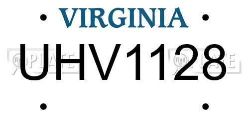 UHV1128 Virginia License Plate