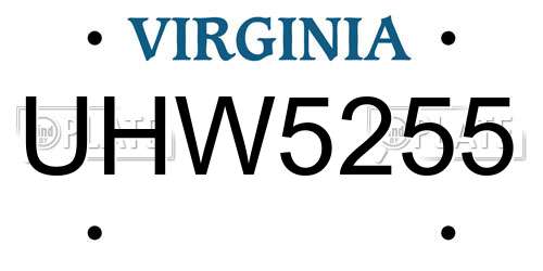 UHW5255 license plate in VA state