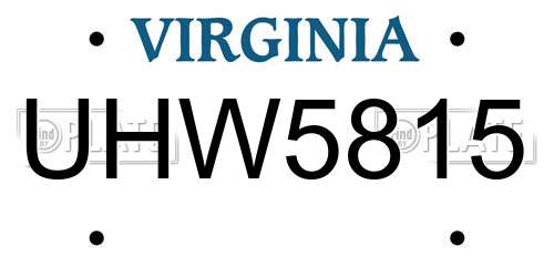 UHW5815 Virginia License Plate