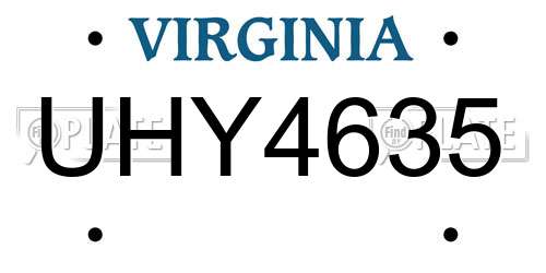 UHY4635 Virginia License Plate