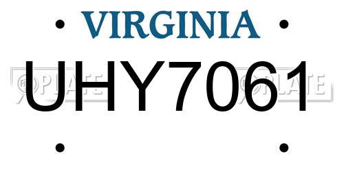 UHY7061 Virginia License Plate