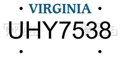 UHY7538 Virginia License Plate