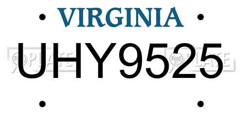 UHY9525 Virginia License Plate