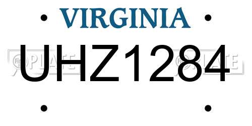 UHZ1284 Virginia License Plate