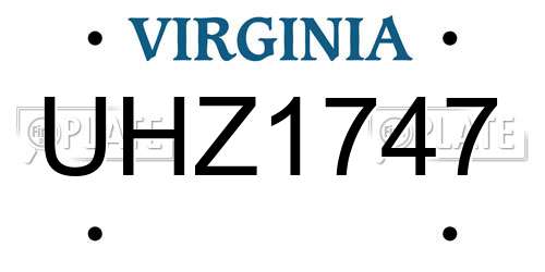 UHZ1747 Virginia License Plate