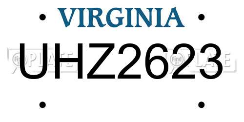 UHZ2623 Virginia License Plate