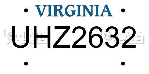 UHZ2632 Virginia License Plate