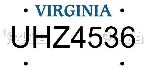 UHZ4536 Virginia License Plate