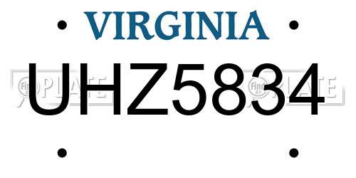 UHZ5834 Virginia License Plate