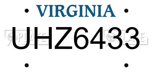 UHZ6433 Virginia License Plate