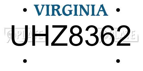 UHZ8362 Virginia License Plate