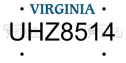 UHZ8514 Virginia License Plate