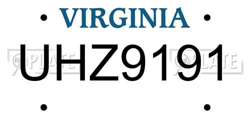 UHZ9191 Virginia License Plate