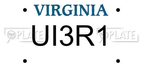 UI3R1 Virginia License Plate