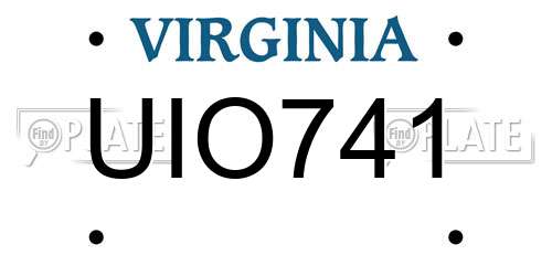 UIO741 Virginia License Plate