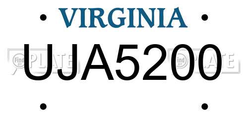 UJA5200 Virginia License Plate