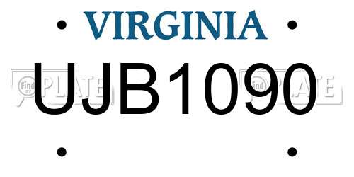 UJB1090 Virginia License Plate