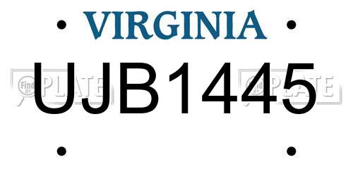 UJB1445 Virginia License Plate