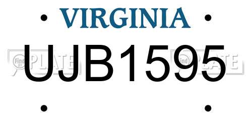 UJB1595 Virginia License Plate